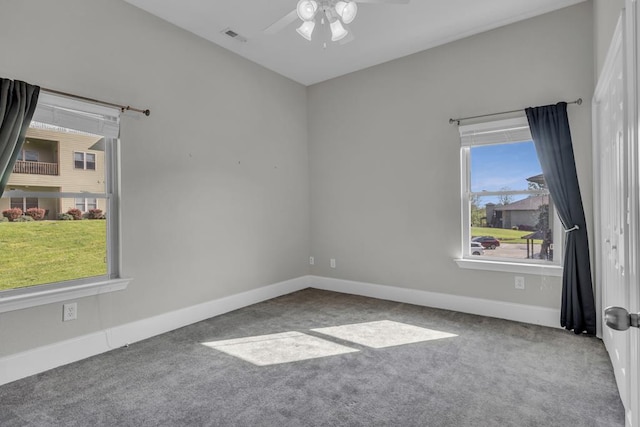 1647-8H Lakeview Dr, Young Harris, GA 30582 - unfurnished room featuring carpet flooring, a ceiling fan, baseboards, and visible vents