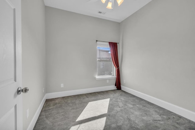 1647-8H Lakeview Dr, Young Harris, GA 30582 - empty room with visible vents, a ceiling fan, baseboards, and carpet floors