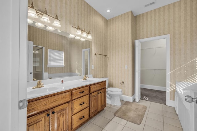 1647-8H Lakeview Dr, Young Harris, GA 30582 - full bath featuring a sink, a garden tub, wallpapered walls, and visible vents