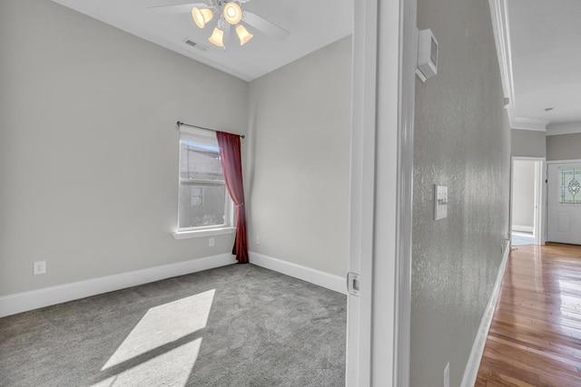 1647-8H Lakeview Dr, Young Harris, GA 30582 - unfurnished room featuring visible vents, ornamental molding, baseboards, and ceiling fan