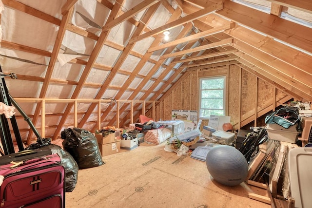 view of unfinished attic