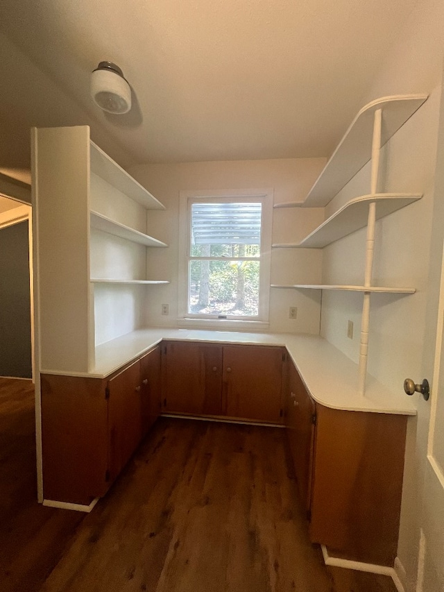 kitchen with dark wood-type flooring