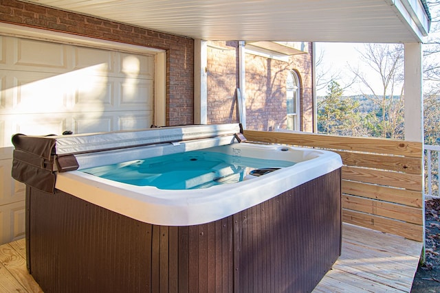 misc room with a hot tub