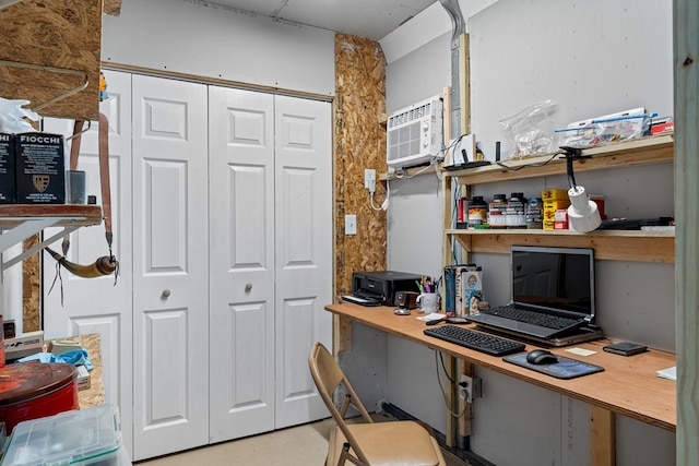 office area featuring a wall mounted AC