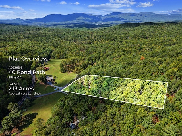 bird's eye view featuring a mountain view