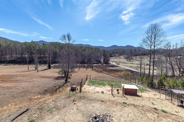 view of mountain feature featuring a rural view