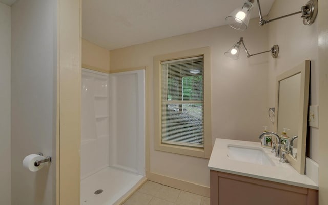 469 Hidden Valley Dr, Morganton, GA 30560 - full bath featuring vanity, tile patterned floors, a shower, and baseboards
