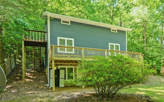 469 Hidden Valley Dr, Morganton, GA 30560 - rear view of house with a wooden deck and stairway