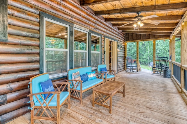 deck featuring a ceiling fan