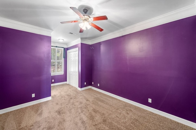 226 Euharlee Five Forks Rd, Kingston, GA 30145 - carpeted empty room featuring a ceiling fan, crown molding, and baseboards