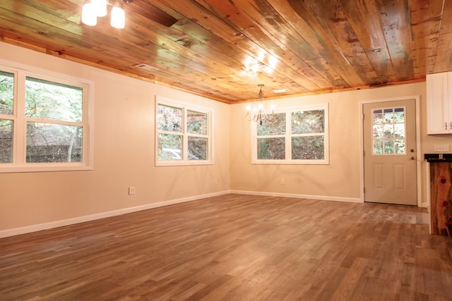 61 Morningside Ct, Ellijay, GA 30540 - unfurnished room with wooden ceiling, a chandelier, and wood finished floors
