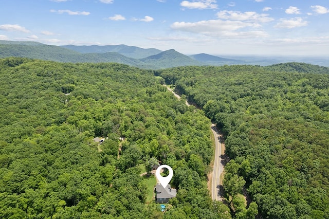 drone / aerial view with a mountain view