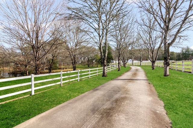 view of road with a rural view