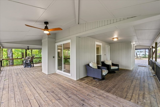 1220 Walnut Rdg, Ellijay, GA 30536 - wooden terrace with a ceiling fan