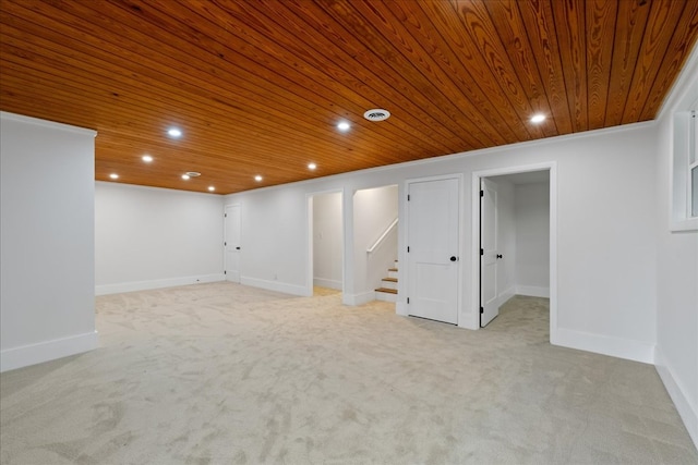 1220 Walnut Rdg, Ellijay, GA 30536 - finished basement with wooden ceiling, light carpet, stairs, recessed lighting, and baseboards