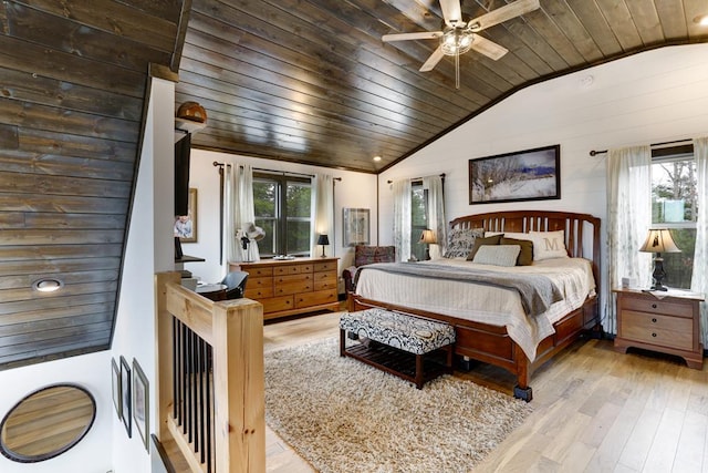 681 Confederate Cir, Murphy, NC 28906 - bedroom with wood ceiling, multiple windows, lofted ceiling, and wood finished floors