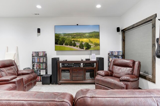681 Confederate Cir, Murphy, NC 28906 - living area with carpet flooring, visible vents, and recessed lighting