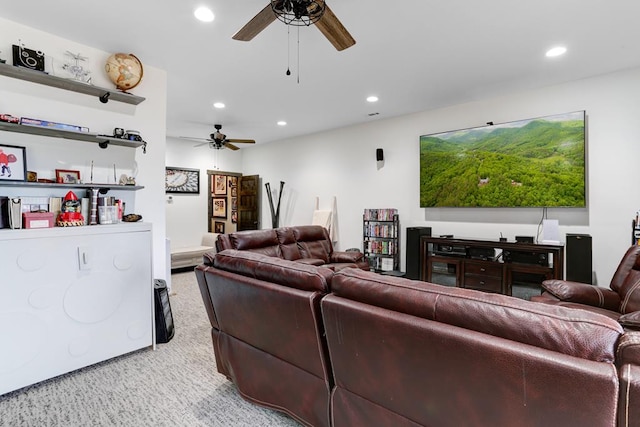 681 Confederate Cir, Murphy, NC 28906 - carpeted living area featuring recessed lighting and a ceiling fan