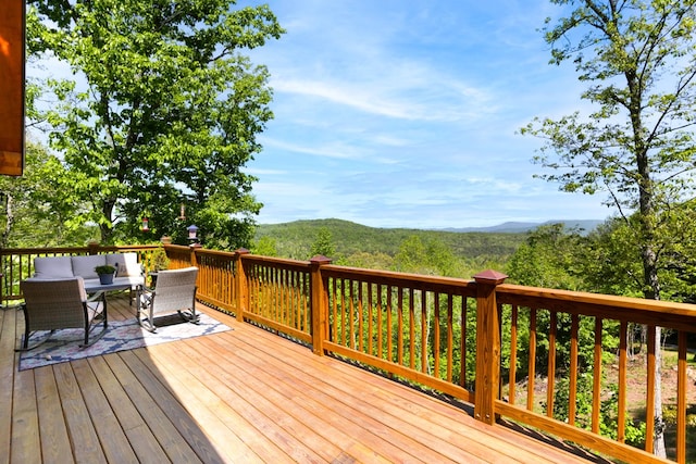 681 Confederate Cir, Murphy, NC 28906 - wooden deck with outdoor lounge area and a mountain view