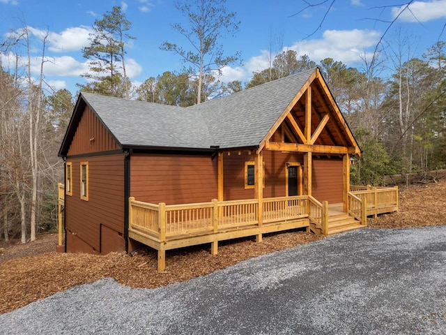 view of log home