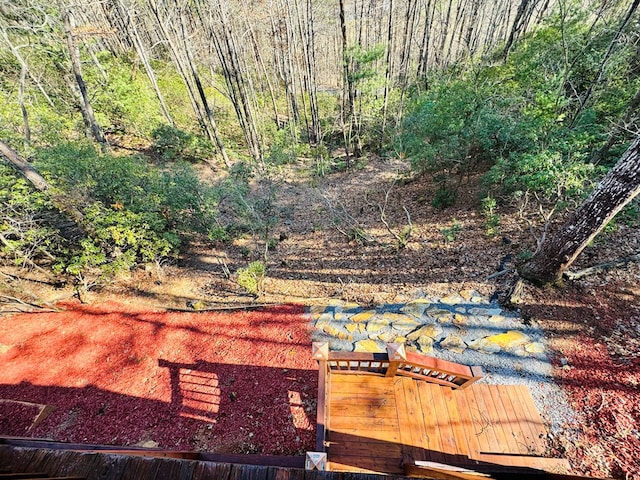 view of yard with a wooden deck