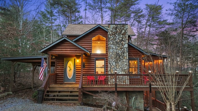 view of log-style house