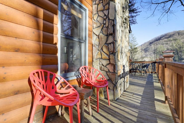 deck with a mountain view