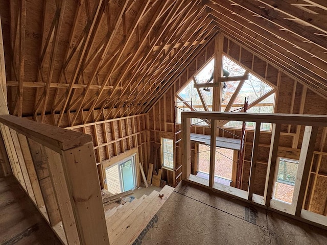 view of unfinished attic