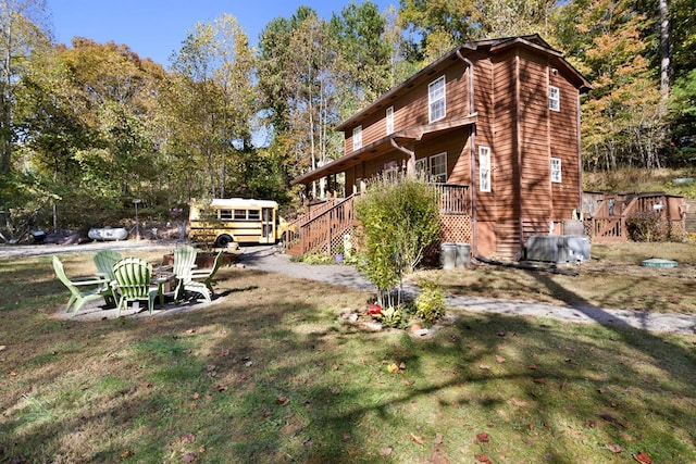 view of yard with a deck