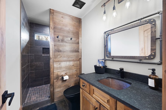 1250 Lost Forest Rd, Ellijay, GA 30536 - bathroom featuring toilet, vanity, and a walk in shower