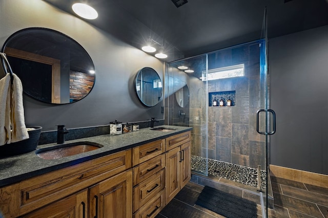 1250 Lost Forest Rd, Ellijay, GA 30536 - full bath featuring double vanity, a stall shower, and a sink