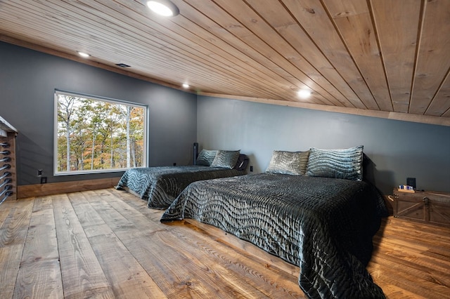 1250 Lost Forest Rd, Ellijay, GA 30536 - bedroom featuring wooden ceiling, wood finished floors, visible vents, and recessed lighting