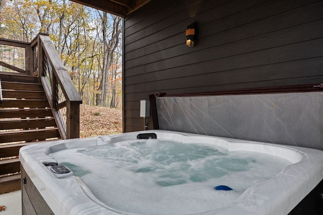 1250 Lost Forest Rd, Ellijay, GA 30536 - exterior space with stairway and a hot tub
