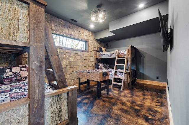 1250 Lost Forest Rd, Ellijay, GA 30536 - rec room featuring visible vents, concrete flooring, and recessed lighting