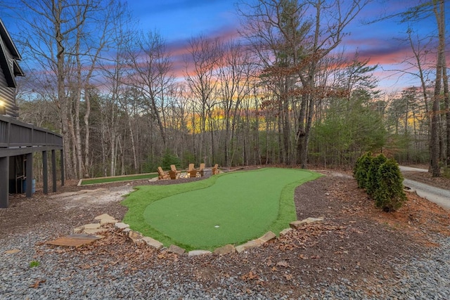 view of yard at dusk