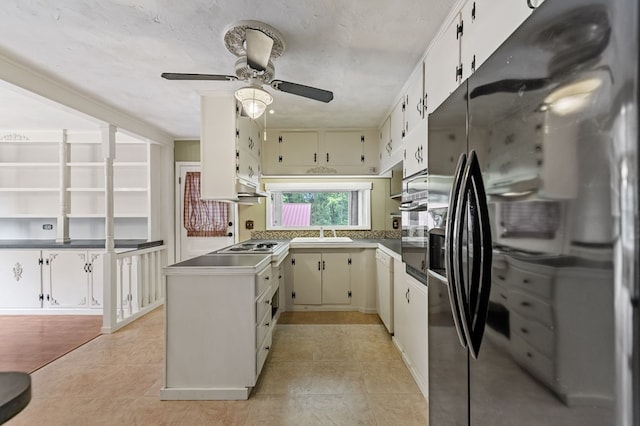 16 Hollow Springs Rd, Blue Ridge, GA 30513 - kitchen featuring black fridge with ice dispenser, a sink, ceiling fan, light tile patterned floors, and white dishwasher