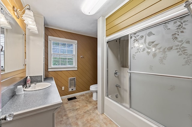 16 Hollow Springs Rd, Blue Ridge, GA 30513 - full bathroom featuring vanity, toilet, heating unit, bath / shower combo with glass door, and baseboards