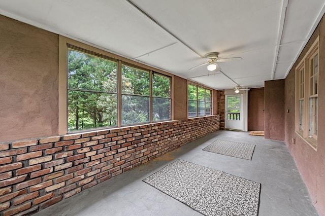 16 Hollow Springs Rd, Blue Ridge, GA 30513 - unfurnished sunroom with ceiling fan and unfinished concrete floors