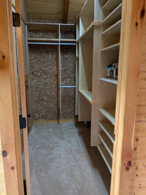 walk in closet with carpet floors