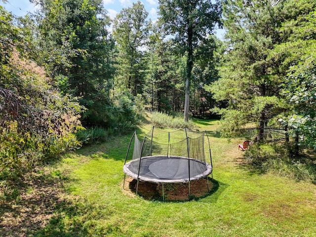 view of yard with a trampoline