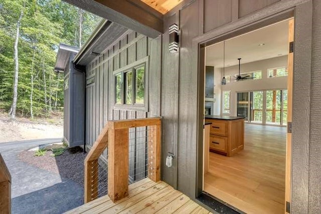 wooden terrace with covered porch