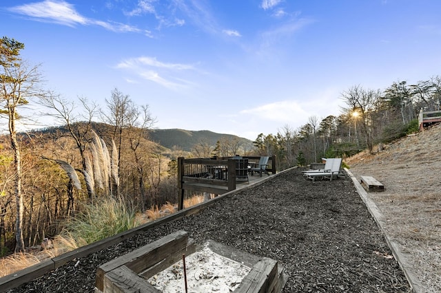 view of yard featuring a mountain view