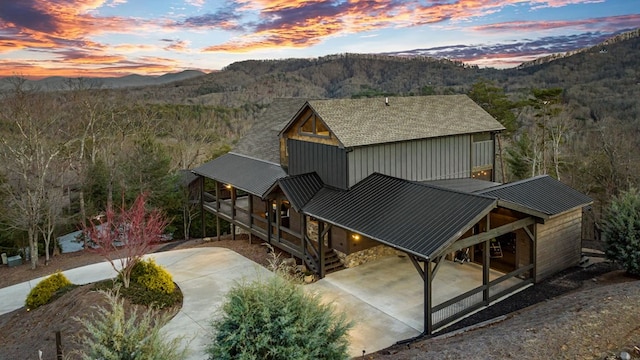 exterior space with a mountain view