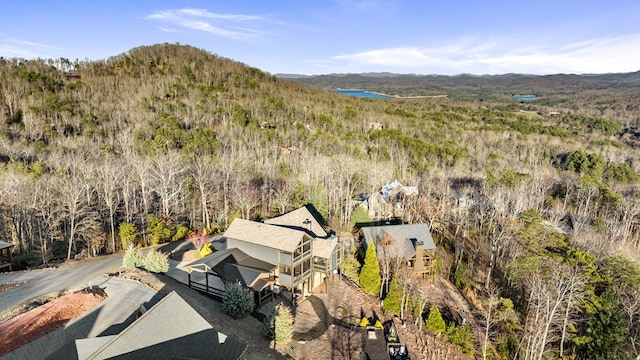 drone / aerial view with a mountain view