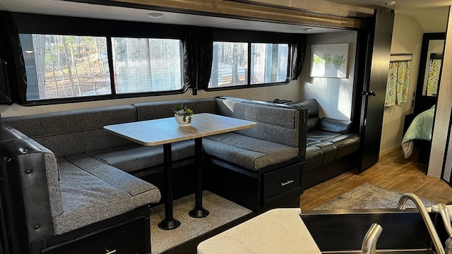 living area featuring wood finished floors