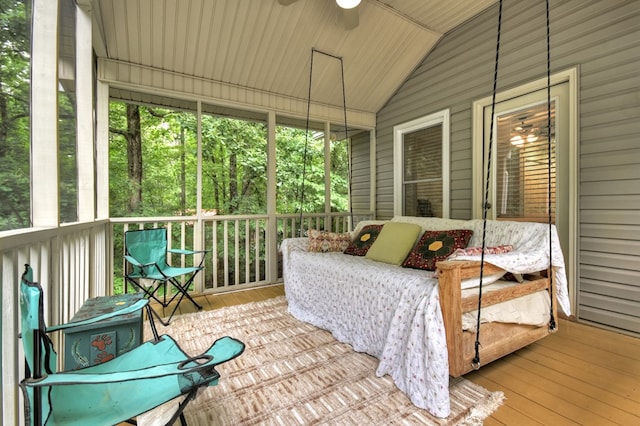 27 Ivy St, Ellijay, GA 30540 - sunroom featuring ceiling fan and vaulted ceiling