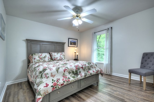 27 Ivy St, Ellijay, GA 30540 - bedroom with wood finished floors, baseboards, and a ceiling fan