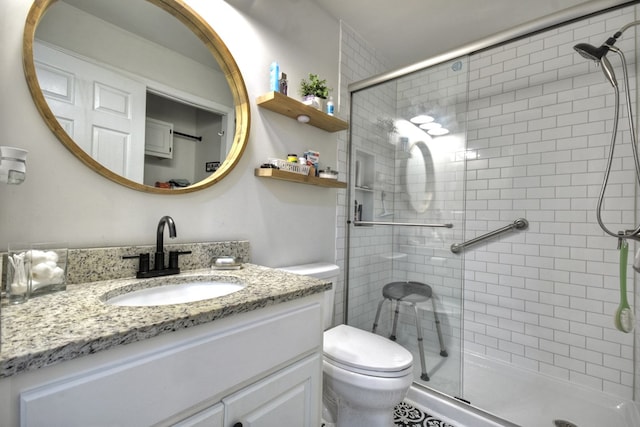 27 Ivy St, Ellijay, GA 30540 - bathroom with a stall shower, vanity, and toilet