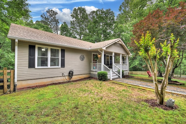 27 Ivy St, Ellijay, GA 30540 - ranch-style house featuring roof with shingles and covered porch