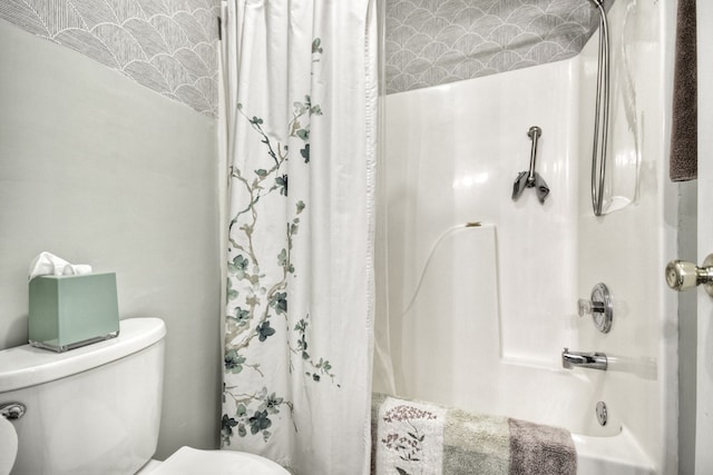27 Ivy St, Ellijay, GA 30540 - bathroom with toilet and shower / bath combination with curtain